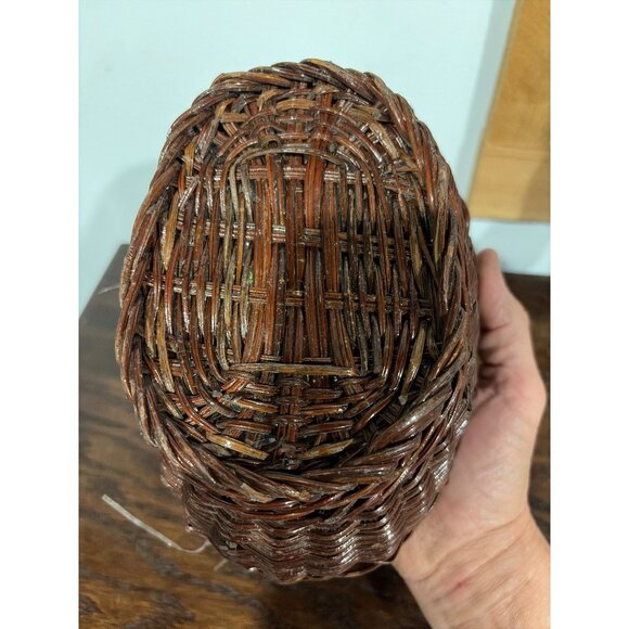 Vintage Wicker Basket With Hand-Painted Ceramic Eggs & Goose/Duck Head Design - Picture 9 of 9